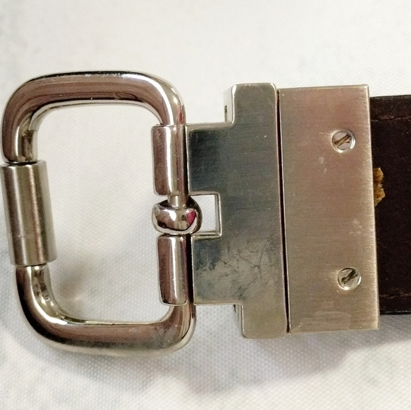 Chaps Women Sz Medium 26-28 Black Braided Silver Buckle 1 1/4" Wide - Picture 7 of 9